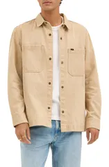 リー メンズ アウター ジャケット・ブルゾン シャツ コットン Lee Cotton Blend Twill SnapUp Overshirt Cappucinoのサムネイル