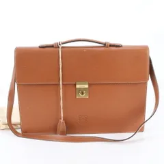 美品 ロエベ アナグラム レザー 2WAY ビジネス バッグ ショルダー 書類鞄 ブリーフケース トート 通勤 A4 メンズ RIE EL47-10【中古】のサムネイル