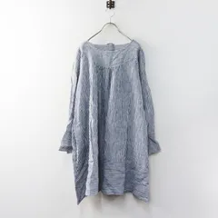 2025SS ネストローブ nest Robe Linen Stripe Flare Tunic リネン ストライプ フレア チュニック F｜ネイビー系 トップス【2400015087948】のサムネイル