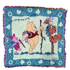 vintageラグ ブランケット マルチカバー タペストリー USA製 プーさん ディズニー ピグレット ティガー Rug Blanket Pooh 3309のサムネイル