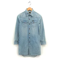 ラングラー WRANGLER デニム シャツワンピース ステンカラー フレア ひざ丈 コットン 綿 長袖 S ライトブルー /NT29のサムネイル