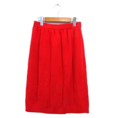 マリークワント MARY QUANT タグ付き ニット スカート フレア ロング リブ 花柄 コットン混 38 赤 レッド /NT30のサムネイル