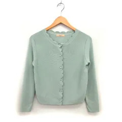 マーリエパーエフデ Maglie par ef-de スカラップ カーディガン ニット ハイゲージ リブ クロップド 長袖 9 ミントグリーン /NT23のサムネイル
