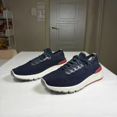 { 43 } ブルネロ クチネリ コットン ニット セミポリッシュド カーフスキン ランナー スニーカーのサムネイル