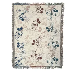 vintageラグ ブランケット マルチカバー タペストリー ディズニー ミッキー 総柄 Rug Throw Blanket Disney Parks 3040のサムネイル