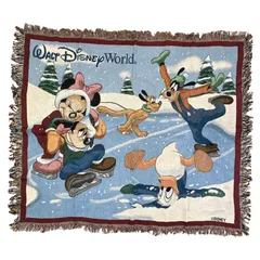 vintageラグ ブランケット マルチカバー タペストリー ディズニー スケート ミッキー ドナルド グーフィー Rug Blanket Disney2680のサムネイル