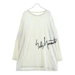 Ground Y (グラウンドワイ) 18AW ASYMMETRIC LINE CUTSEW アシンメトリカットソー ロゴプリント クルーネック長袖Tシャツ ホワイト GY-T24-040のサムネイル