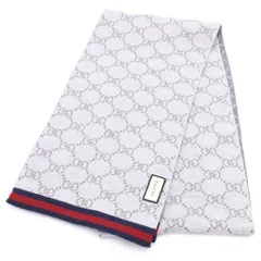 GUCCI (グッチ) GGロゴ 総柄 ウール ストール マフラー グレー 325806のサムネイル
