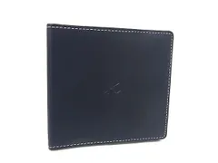 ■美品■ Kitamura キタムラ レザー 二つ折り 財布 ウォレット 札入れ メンズ ネイビー系 DP3105のサムネイル