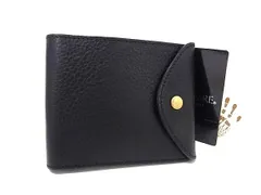 ■美品■ PRARE プレリー レザー 二つ折り 財布 ウォレット 札入れ カード入れ メンズ レディース ブラック系 DP3164のサムネイル