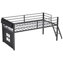 【8月12日再入荷予定】【ベッド単体】システムベット ロータイプベット シングル  ベッド下 収納付き 北欧風  スチール 耐震 【ブラック】のサムネイル