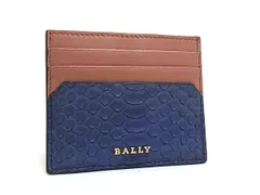 ■極上■本物■ BALLY バリー パイソン カードケース カード入れ 定期入れ パスケース ブラウン系×ブルー系 DP5141のサムネイル