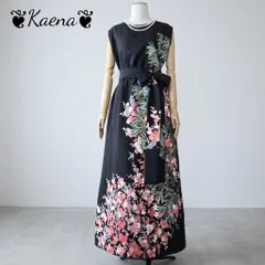 着物リメイク ロングワンピース  黒留袖 Aライン マキシ丈ドレス 友禅  作家物  花鳥文 ブラック 黒 結婚式 フォーマルのサムネイル