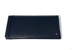 ランバン コレクション LANVIN COLLECTION 長財布 かぶせ フラップ 二つ折り 財布 レザー 本革 ダイヤ柄 型押し メタルロゴ 小銭入れあり カード入れ ブラック 黒 メンズ ビジネス フォーマル ギフト プレゼント 美品 未使用級のサムネイル