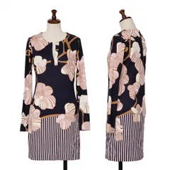 ダイアンフォンファステンバーグDIANE VON FURSTENBERG シルクフラワープリントスキッパーチュニック 紺ピンク他のサムネイル