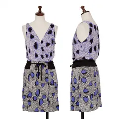 ダイアンフォンファステンバーグDIANE VON FURSTENBERG シルク混紡ウエストコードノースリーブチュニック 白青黒2のサムネイル