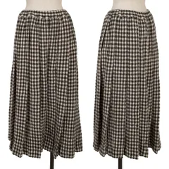 ブラックコムデギャルソンBLACK COMME des GARCONS ウール混ボックスプリーツチェックスカート 白黒Sのサムネイル