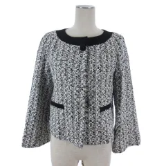 トゥービーシック TO BE CHIC ツイード ノーカラー ジャケット 38 ホワイト系のサムネイル