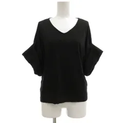 ステュディオス STUDIOUS Tシャツ カットソー ミドル ハーフ丈 0 黒 ブラック Vネック 半袖 ドロップショルダー 無地 /MLのサムネイル