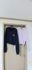 (2個 セット)アンゴラ カーディガン + 起毛 Tシャツ スウェットのサムネイル