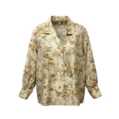 72e15 Christian Dior クリスチャンディオール フラワープリント ダブルブレストジャケット 半袖シャツ 2点セット 薄手 花柄 サイズL マルチカラー コットンシルク レディース 女性用u02tのサムネイル