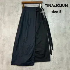 TINA:JOJUN ティーナジョジュン S tnj611-0345 タイトラップスカート ロングスカート ミモレ丈 フレア Aライン スカート ボトムス ベルト付き ダブルリング アシメ 変形 モード 無地 ブラック ★ ■■のサムネイル