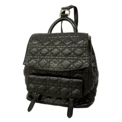 【6ge5776】クリスチャンディオール リュック・デイパック カナージュ レザー ブラック シルバー金具【中古】レディースのサムネイル