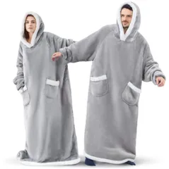 再入荷 着る毛布 ルームウェア メンズ レディース ロング 暖かい モコモコ おしゃれ ガウン 秋冬 パジャマ バスローブ ブランケット 部屋着 寝具 あったか 長袖 ジップジップ パーカー フード付き 寒さ対策 ボアのサムネイル