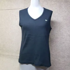 LACOSTE ラコステ ワンポイント ノースリーブ Vネックカットソー ブラック 42　u7601fのサムネイル