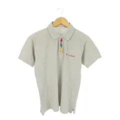 ピエールカルダン Pierre Cardin ポロシャツ S グレー 半袖 前立て菱形柄 ロゴ刺繍 /CK15 ■ECC005のサムネイル