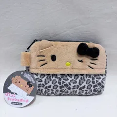 【新品・未使用】日焼けキティ　ティッシュポーチ　サンリオ　ハローキティ　キティちゃん　レオパード　収納　カラビナ付きのサムネイル