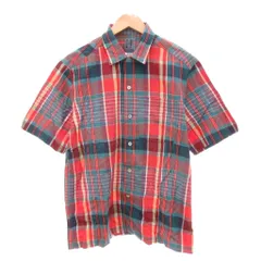 ブルーワーク BLUE WORK シャツ M 赤 レッド チェック柄 レギュラーカラー 半袖 /NL ■GY59のサムネイル