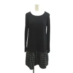 エル ELLE Tシャツ 38 黒 ブラック 長袖 チェック柄 切り替えデザイン /KT ■ECC003のサムネイル