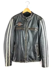 【現状渡し品】 HARLEY DAVIDSON ハーレーダビッドソン LEATHER JACKET 97048-19VM スリーブストライプススリムフィットレザージャケット アウター 【145-260108-na-18-tag】のサムネイル