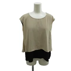 N.Natural Beauty Basic N.ナチュラルビューティーベーシック ノースリーブブラウス カットソー M ベージュ 黒 ブラック ラウンドネック 半袖 レイヤードデザイン /SH ■GY70のサムネイル
