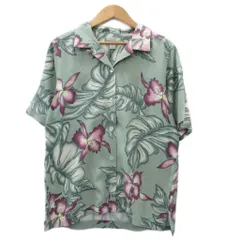 トミー TOMMY カジュアルシャツ 絹 シルク XS 小さいサイズ 緑 グリーン ボタニカル柄 半袖 /SM43 ■GY58のサムネイル
