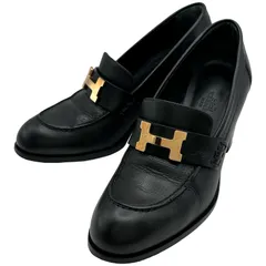 エルメス HERMES ドーフィンコンスタンスヒールローファー ブラック レザー レディース ローファーのサムネイル