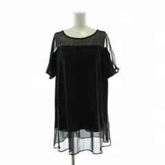 ダナキャランニューヨーク DKNY チュニック S 黒 ブラック ラウンドネック 半袖 シアー素材切り替え トップス カットソー /PP ■GY60のサムネイル