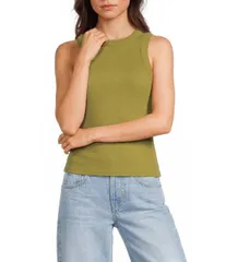 トップショップ レディース トップス シャツ リブ ニット TOPSHOP Ribbed Knit Racerback Tank Top Olive Green グリーンのサムネイル