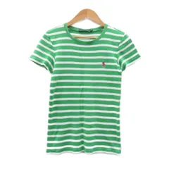 ラルフローレンスポーツ RALPH LAUREN SPORT Tシャツ カットソー L 緑 グリーン 白 ホワイト ボーダー柄 半袖 ロゴ刺繍 /MA7 ■GY99 女の子のサムネイル