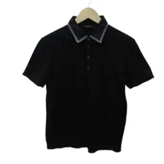 コムサメン COMME CA MEN ポロシャツ M 黒 総柄 ポロカラー 半袖 /SY16 ■ECA006のサムネイル