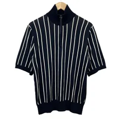 HUGOBOSS(ヒューゴボス) 長袖セーター サイズS メンズ美品  黒×白 ストライプ/ハーフジップのサムネイル