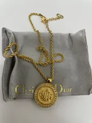 【美品】Dior ディオール GP ラインストーン エンブレム ネックレス ゴールドのサムネイル