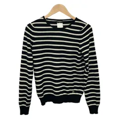 CHANEL(シャネル) 長袖セーター サイズ38 M レディース美品  P33571 黒×白 ボーダー/カシミヤのサムネイル