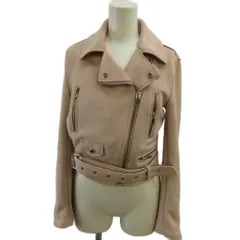 ザラ ベーシック ZARA BASIC ジャケット ライダースデザイン フェイクスエード S ピンク 長袖 斜めジッパー ベルト付き /PP ■GY99のサムネイル