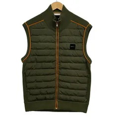 HUGOBOSS(ヒューゴボス) ブルゾン サイズS メンズ - ダークグリーン×オレンジ 中綿ベスト/ニット切り替え コットン、ウールのサムネイル