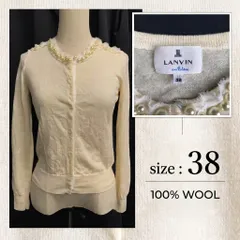 LANVIN en Bleu/ランバン★ウールカーディガン【38/レディースM/アイボリー/ivory/長袖】パール装飾/Tops/sweater◆BJ160-hのサムネイル