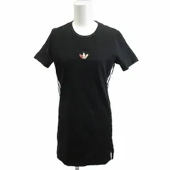 アディダス adidas チュニック ミニワンピースM ブラック 半袖 ロゴ 3本ライン /RY ■GY99のサムネイル