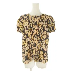 マークバイマークジェイコブス MARC by MARC JACOBS シャツ ブラウス XS 茶 ブラウン 黒 ブラック 撫子 花柄 半袖 ピンタック /CK37 ■ECD004のサムネイル