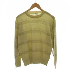 ランバン LANVIN ニット セーター 48 黄緑 ライトグリーン ボーダー柄 クルーネック 長袖 /LP ■GY18のサムネイル